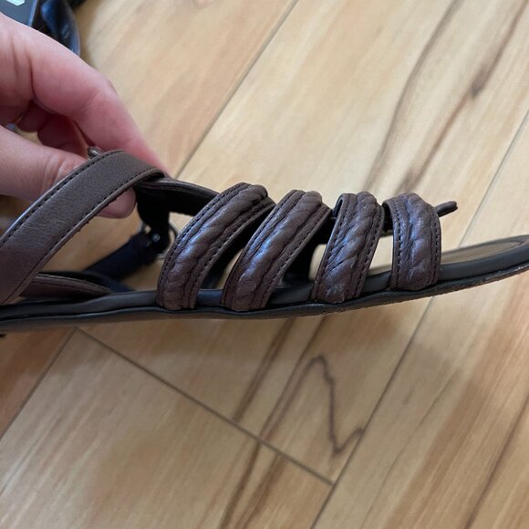 Yves Saint Laurent YSL Gladiator Flat Sandals Dark Brown Leather size 37.5 - Picture 10 of 13